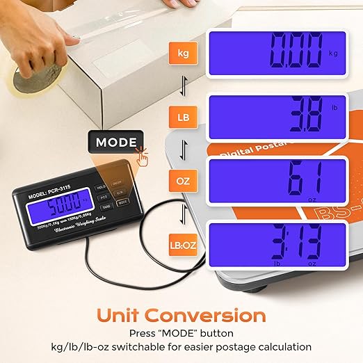 Bonvoisin Postal Scale Digital 300kg/ 660lb Parcel Shipping Scale kg/oz/lb Switchable, Heavy Duty Package Scale for Weighing Boxes/Luggage with Stainless Steel Platform 4 AA Batteries & Power Adapter-DeskLoop Office