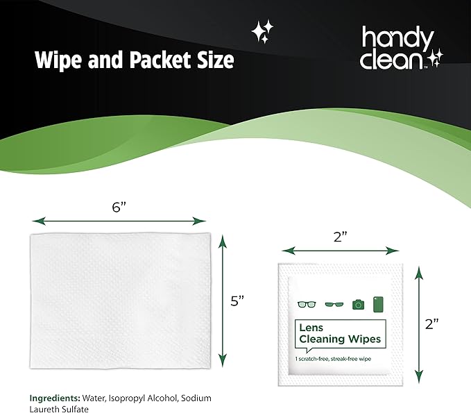 HandyClean Pre-Moistened Lens Cleaning Wipes, Eyeglass Wipes, Screen Wipes, 100 ct of 6 x 5 inches Individually Packed Lens Cleaner Wipes-DeskLoop Office