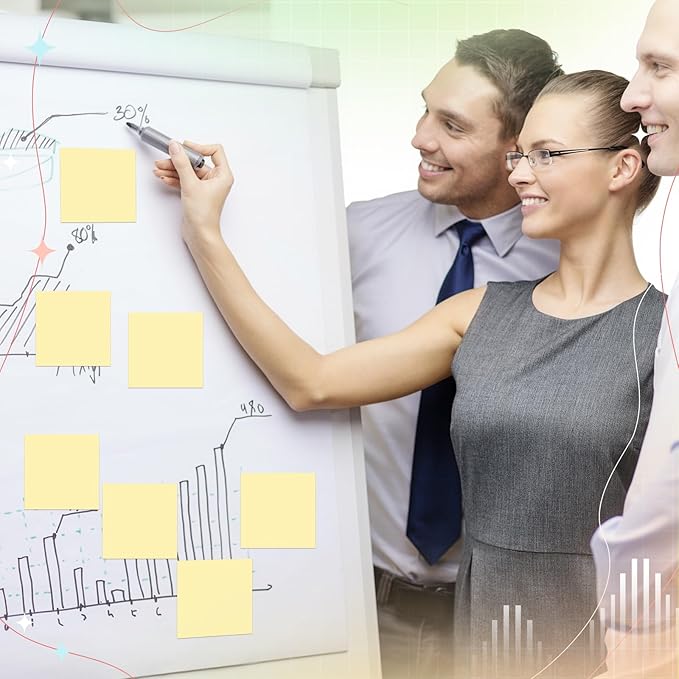 Thenshop 24 Sets Full Adhesive Sticky Notes 3x3 Inches Sticky Notes Adhesive Memo Self-Stick Pads Back to School Supplies Easy to Post for Teacher Coworkers Office 80 Sheets/pad(Yellow,Unlined)-DeskLoop Office