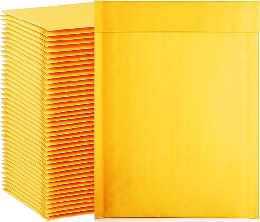 packbabol Kraft Bubble Mailers 6x10 Inch 100 Pcs,Small Self-Sealing Mail Shipping Bags,Yellow Padded Envelopes #0-DeskLoop Office