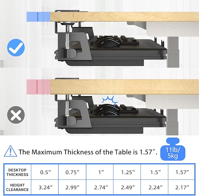 suptek Under Desk Keyboard Tray with Storage Drawer – 26.7" x 11.8" Large Workspace, Heavy-Duty C-Clamp Mount, Adjustable Height, Easy Installation – Perfect for Home Office, DSF6CT-DeskLoop Office