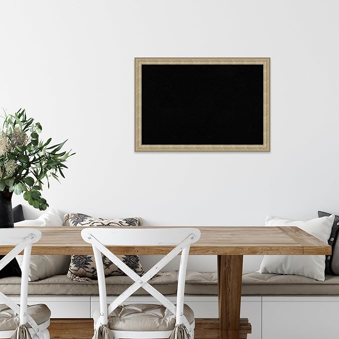 Amanti Art Black Cork Board for Wall, 18x26 Vision Board with Champagne Frame, Medium Corkboard Office Decor for Home Organization, Traditional Corkboard Pinboard to display items for home-DeskLoop Office