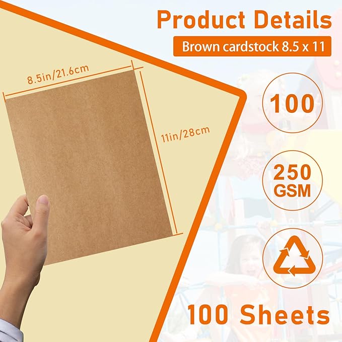 100 Sheets Brown Cardstock 8.5 x 11 Printer Paper, 92lb Heavyweight Paper Card Stock for Greeting Cards, Wrapper, Thank You Cards, Wedding Invitations, DIY Card Making, Office-DeskLoop Office