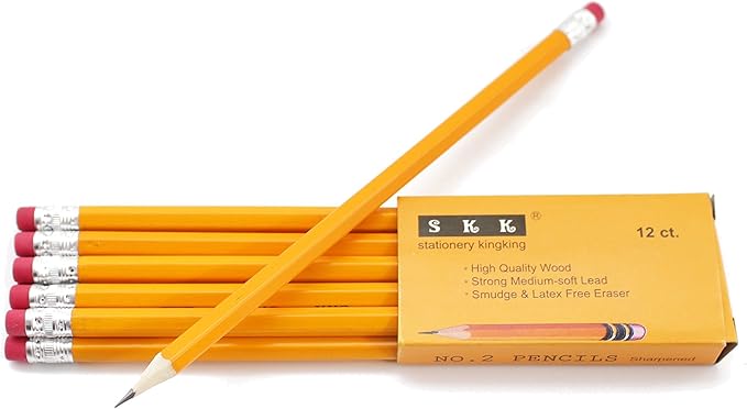 SKKSTATIONERY Pre-sharpened pencils, Pencils Sharpened with eraser top, #2 HB pencil, 144/box.