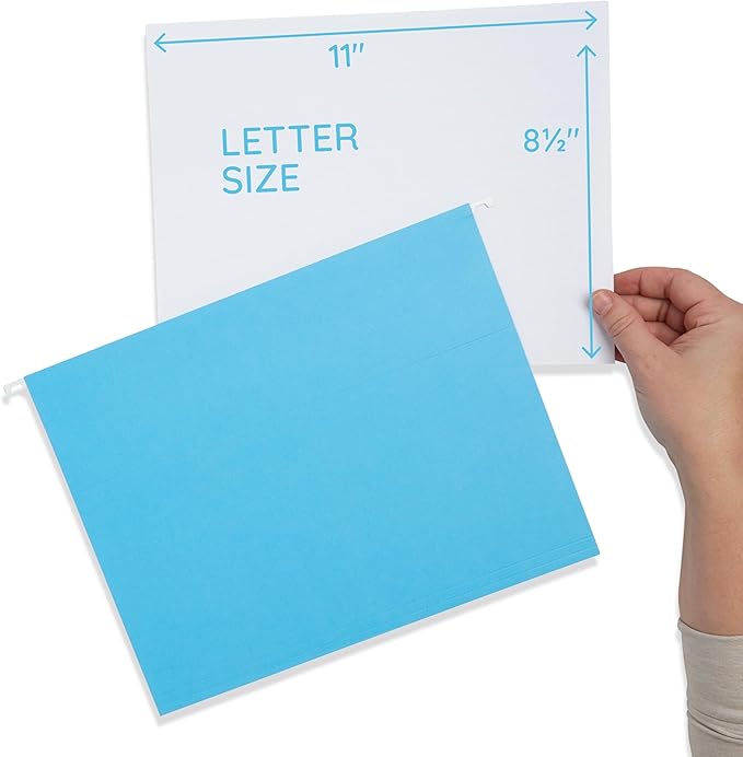 25 Blue Summit Supplies Pretty Hanging File Folders, Pastel Gem Tone Assorted Colors, Cute Hanging File Folders with Plastic Tab Inserts, Holds Letter Size Documents-DeskLoop Office