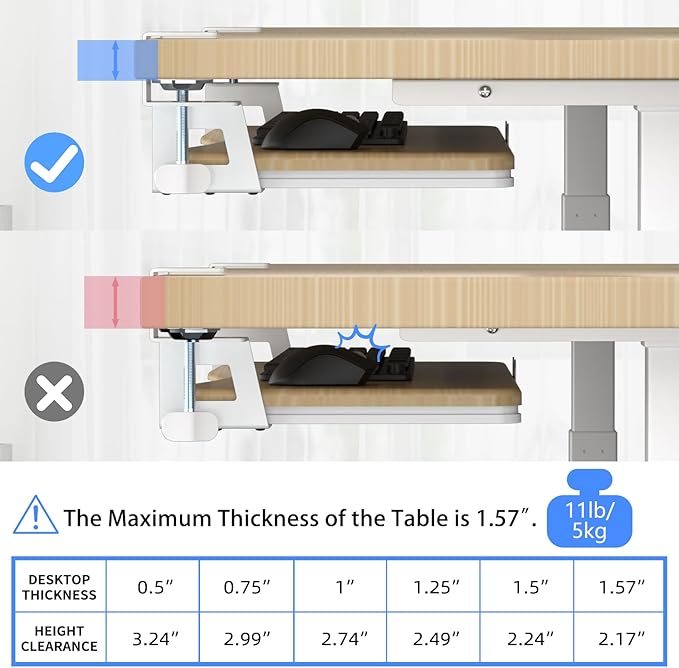 suptek Keyboard Tray Under Desk Pull Out with C Clamp Mount, Computer Keyboard & Mouse Tray, 25.6 (30 Including Clamps) x 11.8 inch Slide-Out Platform Computer Drawer for Typing, Light Wood, DSF1QM-DeskLoop Office