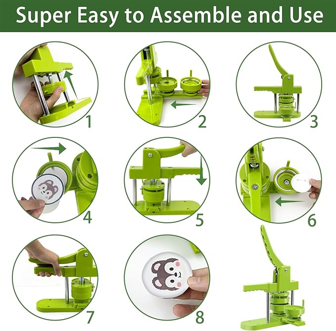Button Maker Machine Multiple Sizes 1+1.25+2.25in, Button Pin Maker Kit for DIY Gifts, Badge Press Machine with Free 300PCS 25+32+58mm Badge Making Iron Supplies & 3Circle Cutter-DeskLoop Office