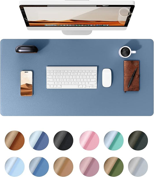 YSAGi Leather Desk Protector, Office Mat, Large Mouse Mat, Non-Slip PU Leather Blotter, Laptop Desk, Waterproof Writing Pad for Office and Home (Blue, 23.6" x 13.8")-DeskLoop Office