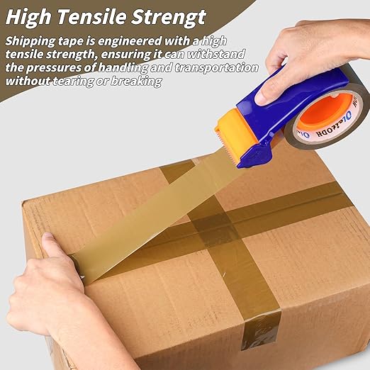 36 Rolls Brown Packing Tape with Dispenser, 1.88" X 60 yd Shipping Tape Bulk, Total 2160 yards, 2.6 mil, 3" Core, Tan Packing Tape Refills, Carton Sealing Tape for Moving Boxes, Package, Mailing-DeskLoop Office