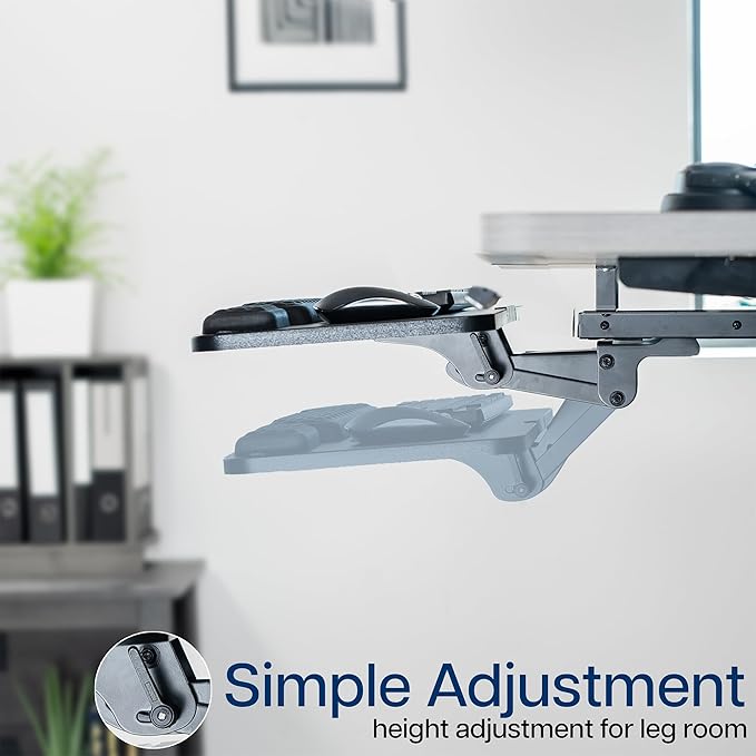 VIVO Premium Adjustable Computer Keyboard and Mouse Platform Tray, Ergonomic Under Table Desk Mount Drawer with Padding, Black, MOUNT-KB27P-B-DeskLoop Office