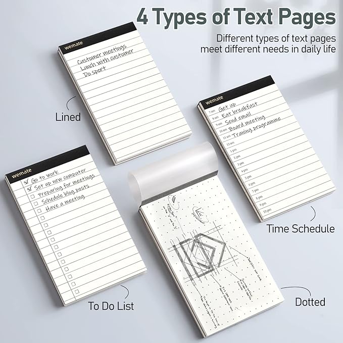 WEMATE Fathers Day 8Pcs Note Pads, Legal Pads 3.5 x 5, Time Schedule, Lined Notepad, To Do List, and Dotted Notepad, Paper Pads,Notebook Paper Writing Pads for School Office (8 Pack of 30)-DeskLoop Office