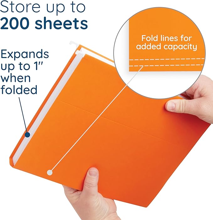 Blue Summit Supplies Hanging File Folders, 25 Reinforced Hang Folders, Designed for Home and Office Color Coded File Organization, Letter Size, Orange, 25 Pack-DeskLoop Office