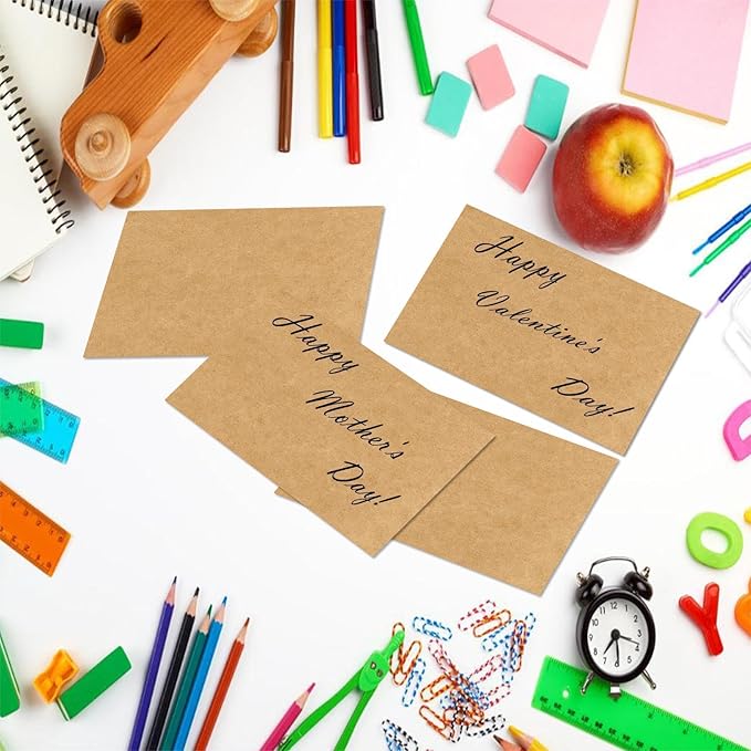 2x3.5 Blank Kraft Cardstock Paper Set of 200 - Small Plain Tan Cards for Printer, Create Business Cards, Thank You Packaging Insert, Gift Favor Tag, Paper Craft, DIY Card Making Stamp, Write, Draw-DeskLoop Office