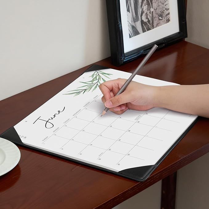 Cabbrix Desk Calendar 2025-2026 with Desktop Mat, Simple Desk Pad Calendar 15 x 12 Inch Include July 2025 to June 2026, Desk Blotter Calendar for Home School and Office