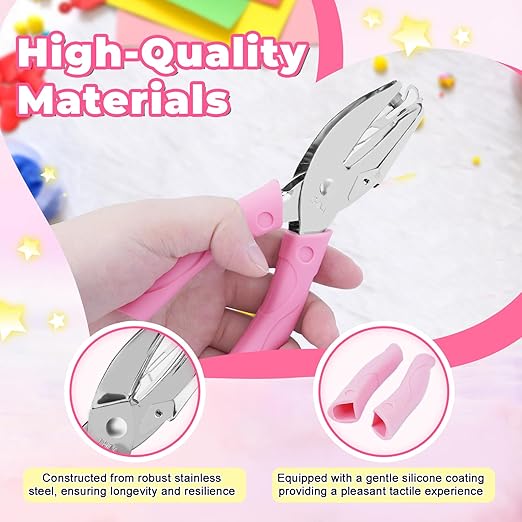 UCEC 5 Pack Metal Handheld Paper Punchers Single-Hole Tag Punch Set, 1/4" Small Hole Puncher Shapes for Crafting with Circle Heart Star Tiny Hole Punch of School Supplies for DIY Craft Tags Ticket-DeskLoop Office