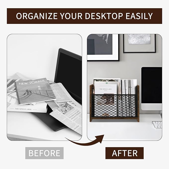 YINMIT Magazine Holder, Magazine Rack Floor, Magazine Storage Basket, File Holder Organizer, Folder Organizer for Magazines, Books, Newspapers, Tablets (Medium)-DeskLoop Office