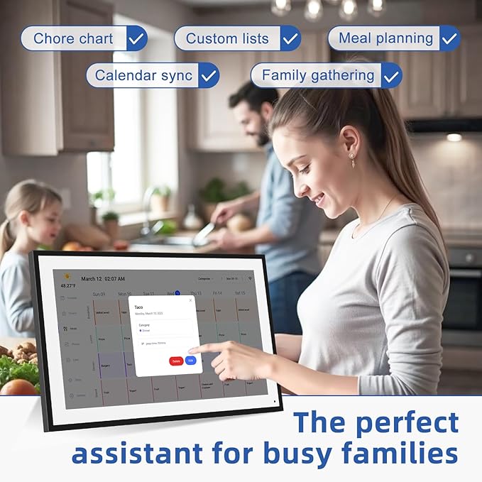 21.5 Inch Digital Calendar, Electronic Chore Chart, Smart Weekly and Monthly Planner 1920 * 1080P IPS Touchscreen Wall and Desk Calendar for Family Schedules, Black-DeskLoop Office