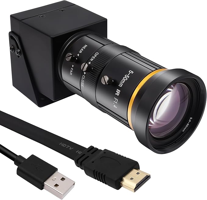 SVPRO HDMI Camera 4K USB Camera HD Streaming Webcam with 5-50mm Telephoto Zoom Manual Lens Industrial Camera CS Mount 10X Optical Zoom Camera for PC Computer,Laptop,Monitor,TV-DeskLoop Office