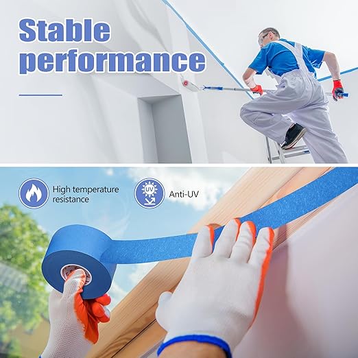 12 Rolls Blue Painters Tape 2 Inch Wide Painters Tape Bulk 1.89In × 660 Total Yd Multi-Purpose Blue Masking Tape for Wall Painting Color Separation Edge Repair Car-DeskLoop Office