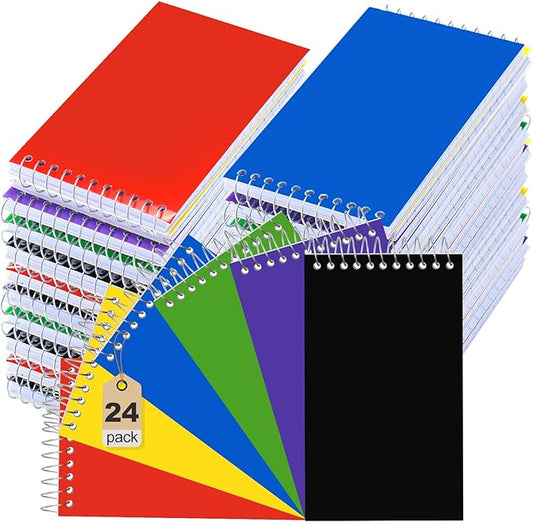 24 Pcs Small Pocket Notebooks 3 x 5 Inch Mini Memo Spiral Notepads Top Bound College Ruled Lined Note Pads for Back School Office Journaling Noting, 75 Sheets/Pad (Fresh Color)-DeskLoop Office