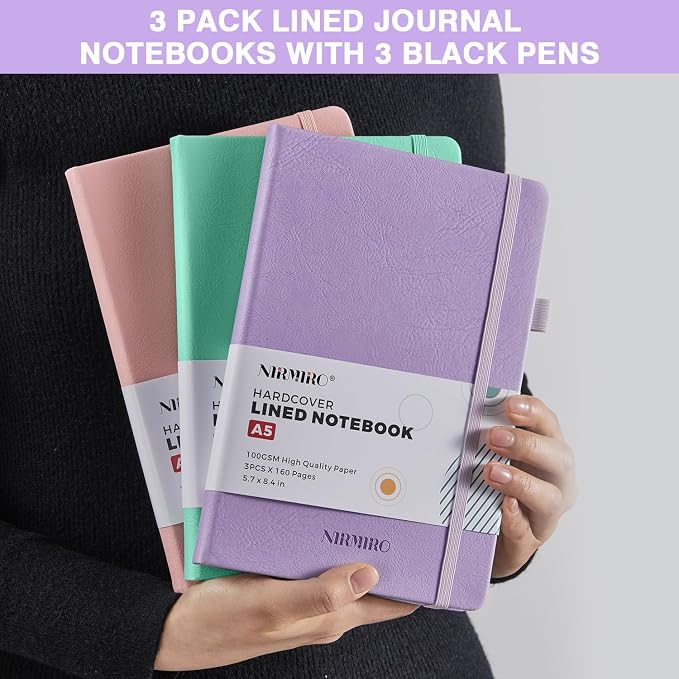 Journal Notebook for Women Men, 3 Pack 160 Pages Hardcover Lined Journaling - Image 7