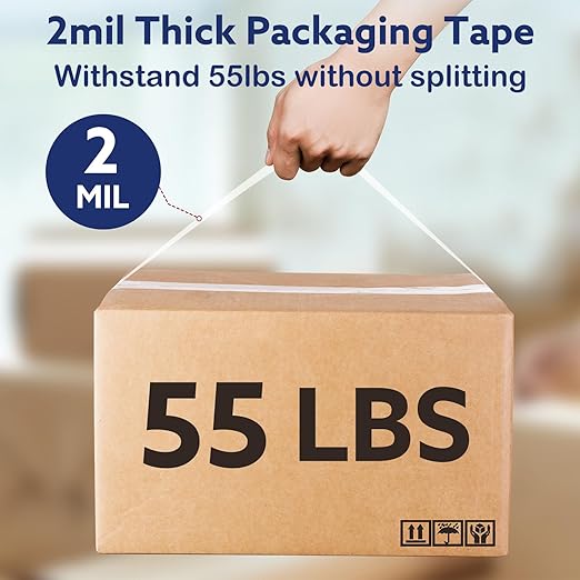 Clear Packing Tape (2 Rolls), Heavy Duty Packaging Tape for Shipping Packaging Moving Sealing, 2 inches Wide, 65 Yards Per Roll-DeskLoop Office