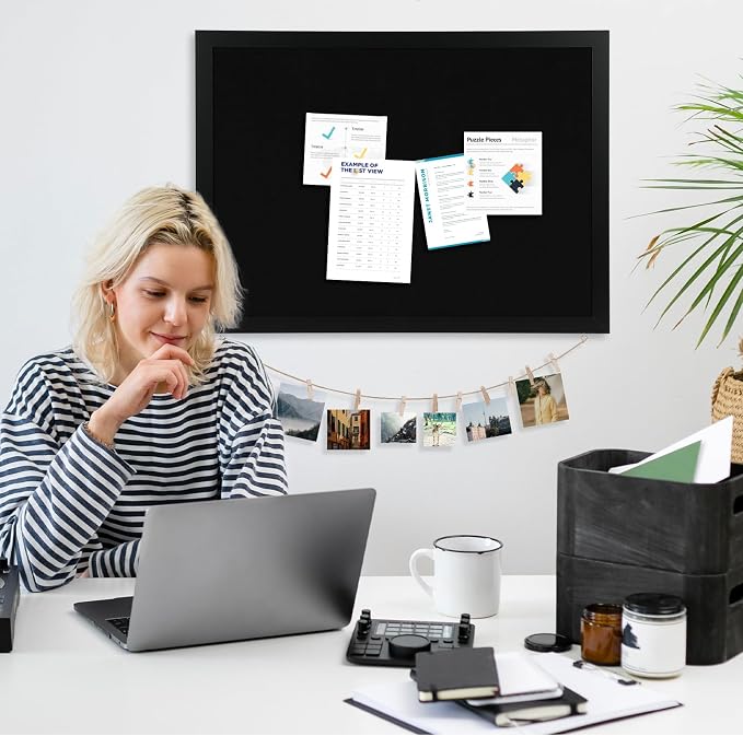 DOLLAR BOSS Large Black Cork Board Double-Sided Bulletin Board - Image 8
