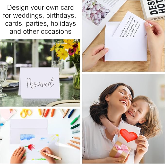 Joyberg Blank Cards and Envelopes 4x6, 30 Pack White Invitation Cardstock with 30 Pack Envelopes, Self-Seal Thank you Blank Greeting Cards and Envelopes, for All Occasions DIY, Print custom-DeskLoop Office