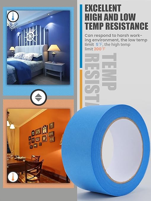 Lichamp Blue Painters Tape Bulk, 4 Pack 1.9 inch Wide by 55 Yards Tape Paper, Blue Tapes for Crafts Arts-DeskLoop Office