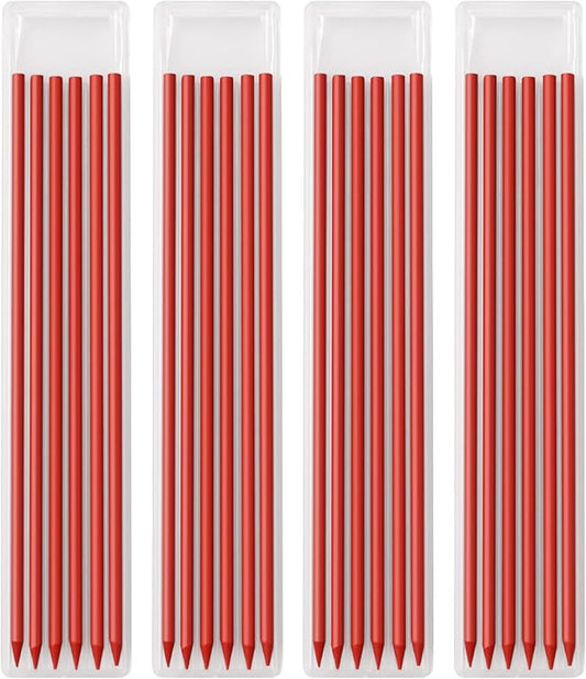Gegong 24 Pieces 2.8 mm Diameter Solid Carpenter Pencil Set Pencil Refills for Carpenter Carpenter Marker Woodworking Mechanical Pencil (Red Refill)-DeskLoop Office