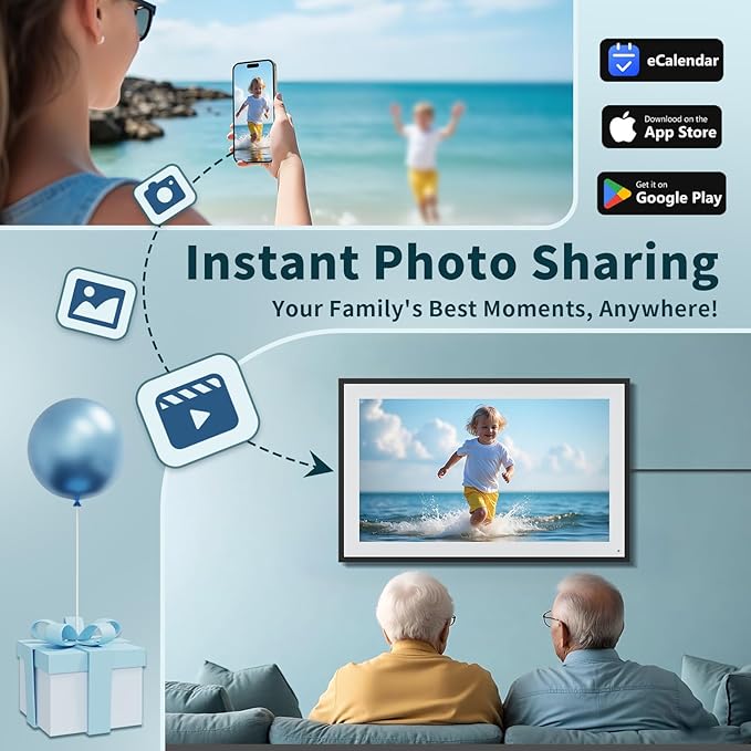 21.5 Inch Digital Calendar, WiFi Smart Electronic Calendar & Chore Chart, 1920 * 1080 IPS Touch Screen HD Display for Family Schedules, Streamline Household Organization, Wall Mount Included-DeskLoop Office