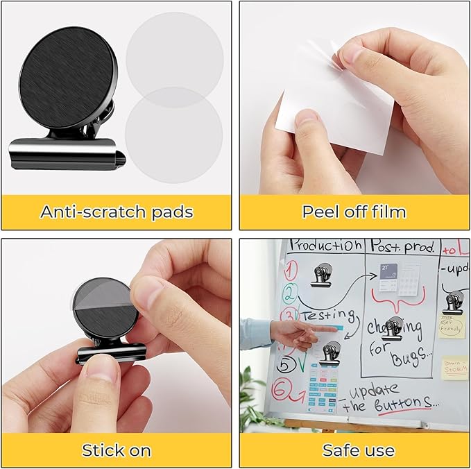 140 Pack Strong Magnetic Clips, Black Fridge Magnets Refrigerator Magnet, Magnet Clips for Photo Displays, Whiteboard Magnets for Home, Office, Classroom-DeskLoop Office
