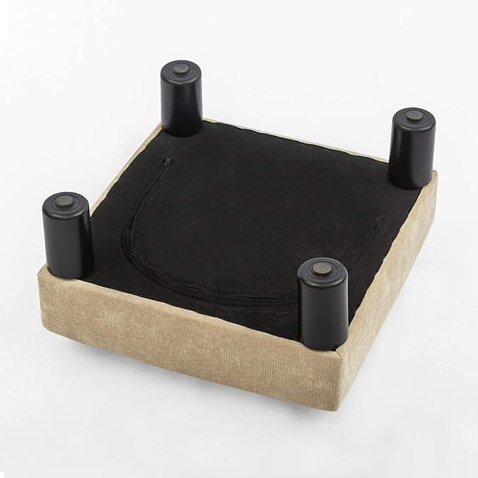 Joveco Small Foot Rest Stool Ottoman, 15" Fabric Square Footstool Upholstered Footrest for Chair, Under Desk, Office, Living Room, Wheat-DeskLoop Office