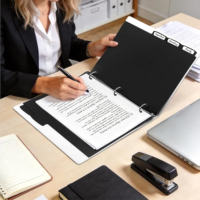 Insertable Dividers for 3 Ring Binders, 5 Tabs per Set, Big Tabs, Binder - Image 6