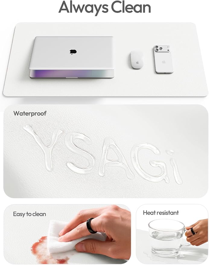 YSAGi Leather Desk Pad Protector, Office Desk Mat, Large Mouse Pad, Non-Slip PU - Image 9