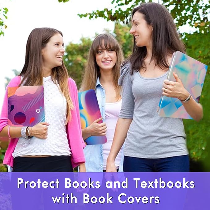 Feela 8 Pack Stretchable Jumbo Fabric Book Covers - Washable Durable Reusable Nylon for Hardcover Textbooks Notebooks up to 9"x11" - 8 Neon Patterns-DeskLoop Office