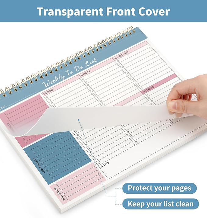 Weekly To Do List Notepad, 52 Undated Sheets (8.5"×11") Duplex-printed Weekly Planner Notepad For Work Home School Office Desk Accessories Supplies & Goal Setting Tasks - Blue-DeskLoop Office