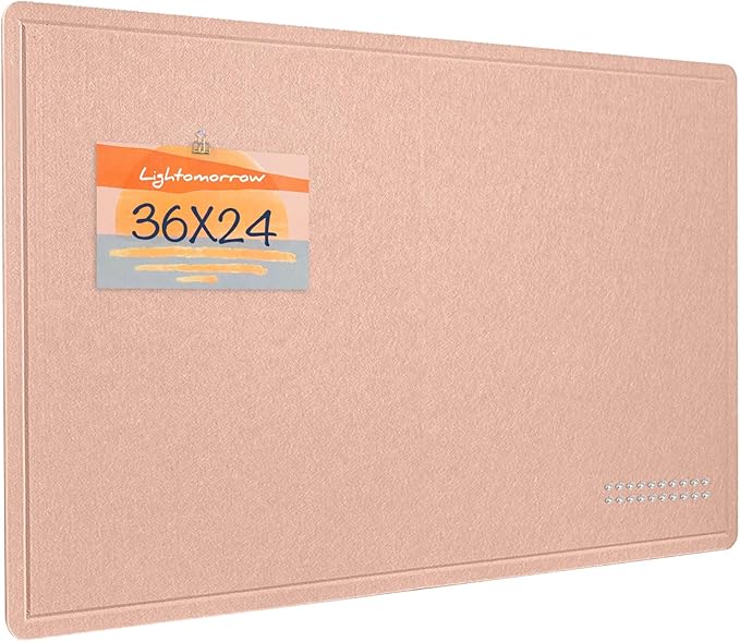 Bulletin Board, 36 x 24 Inches Felt Pin Board - Decorative Cork Alternative for Wall, 3' x 2' Foldable Picture Self-Adhesive Vision Prayer Board With 20 Pushpins - Mauvey Pink-DeskLoop Office