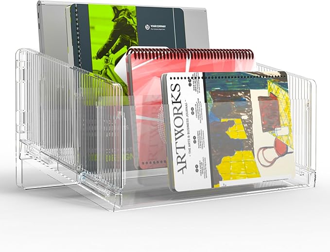 File Sorter Organizer, 5 Sections Acrylic Letter Tray for Desk, Mail Organizer Letter Holder for Envelopes, Mail, Electronics 2Pack 2PCS-DeskLoop Office