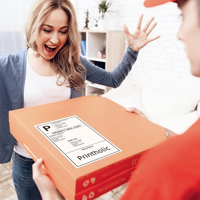 200 Half Sheet Self Adhesive Shipping Labels 8.5" x 5.5" Compatible with for Laser & Inkjet Printers - 100 Sheets, 2 Labels Per Page-DeskLoop Office