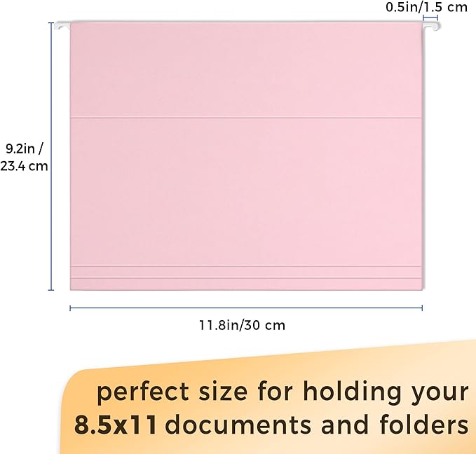 SUNEE 25 Pack Hanging File Folders, Pink Folders, Hanging File Folders Letter Size with 1/5-cut Tabs, Stay Organized for Your Home and Office Bulk File and Documents-DeskLoop Office