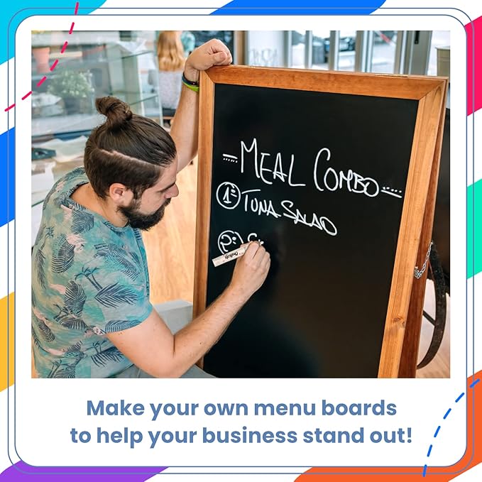 Chalkola White Chalk Markers for Blackboard, Chalkboard Sign, Window, Bistro, Car, Glass (5 Pack 6mm) - Liquid Chalkboard Markers Erasable - Paint Chalk Pens Washable Ink Reversible Tip-DeskLoop Office