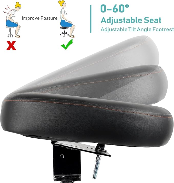 Footrest Stool Under Desk Adjustable Height and Tilt Angle Footrest Ottoman Ergonomic Foot Stool with Wheels 360° Rolling for Home Office (New Black)-DeskLoop Office