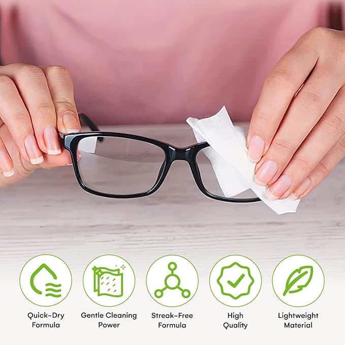 Care Touch Lens Wipes for Eyeglasses- 210 Count Individually Wrapped Pre- Moistened Wipes, 5 x 6 Inch- Camera Lens, Sunglasses and Glasses Cleaner,- Gentle and Portable for Cleaning of Optical Devices-DeskLoop Office
