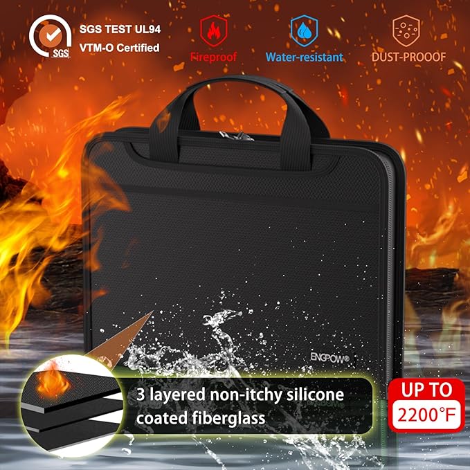 ENGPOW Accordion File Organizer,Fireproof Expanding File Folder with Multi Pockets,13 Colorful Pockets Document Organizer with Handle & Labels,Portable Home Travel Safe Storage for Letter A4 Files-DeskLoop Office