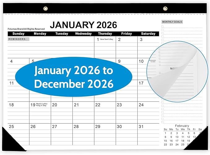 2026 Desk Calendar - Desk Calendar 2026 from Jan. 2026 to Dec 2026, Large 17" x 12" Desktop Monthly Calendar with Clear Waterproof Cover for Home School Office Desk Top Organizing-DeskLoop Office