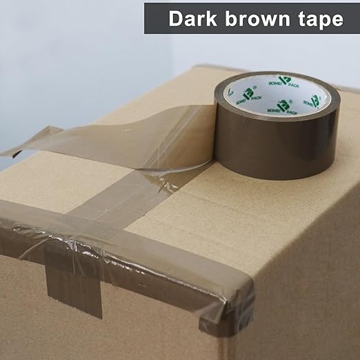 BOMEI PACK 72Rolls Brown Packing Tape with Dispenser, Bulk Box Packing Tape Rolls for Packaging, Shipping and Moving, 2.4Mil 1.88 Inch x 60 Yard-DeskLoop Office
