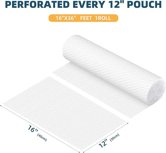 Metronic Bubble Cushioning Wrap 16 Inch x 36 FT, Dense Bubble Packing Air Wrap Clear Bubble Packing Roll for Shipping and Moving Supplies, Perforated Every 12"-DeskLoop Office