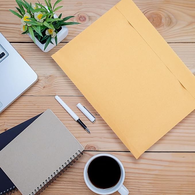 20 Pcs 14 x 18 x 1.6 Inch Large Expandable Catalog Envelopes Manilla Kraft Peel and Seal Envelopes Light Large Mailing for Office Home Documents Magazines Photos Storage Organizing(Brown)-DeskLoop Office