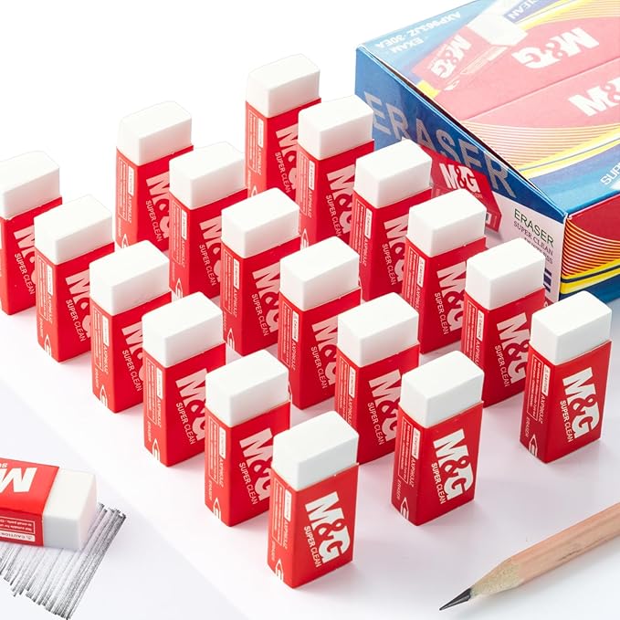 M&G Pencil Eraser for Kids, 30 Pack, White Erasers Bulk, Erasers for Artists, Drawing Erasers for Sketching, Small Pencil Erasers, Art Erasers for Drawing, School Erasers Office Supplies-DeskLoop Office